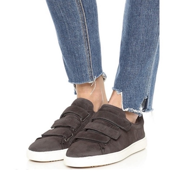 Rag & Bone Kent Velcro Lowtop Sneakers Granite Suede Gray size 37.5 US 7.5 Rare